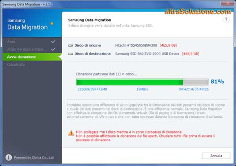 Migrazione dati HDD su SSD - Fase 3