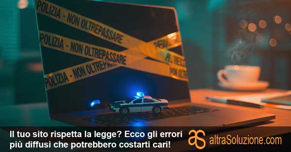 Computer portatile con nastro scena del crimine per errori legali sito web