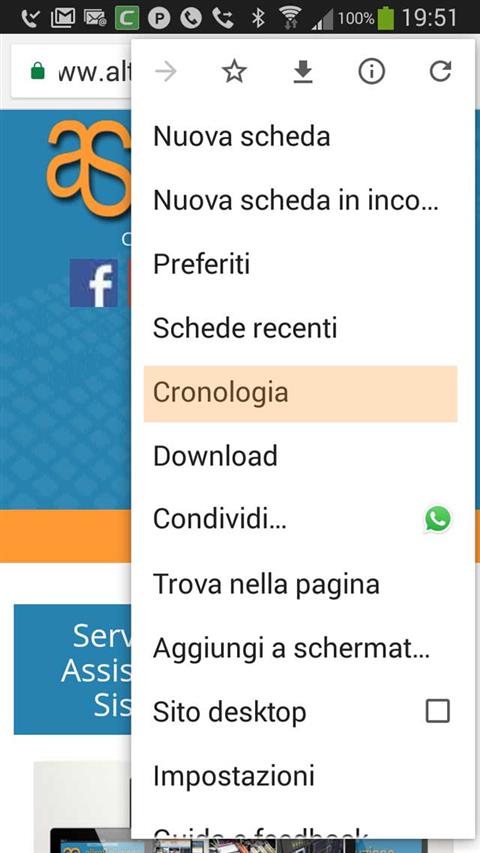 Cancellare la cache su Chrome per Android 1